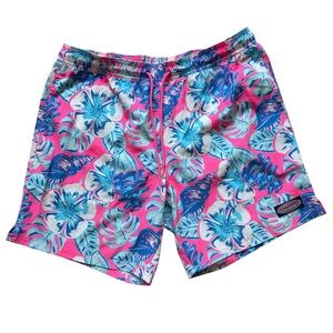 Vineyard Vines Men's Pink Blue Floral Swim Trunks Size M All Over Print Summer